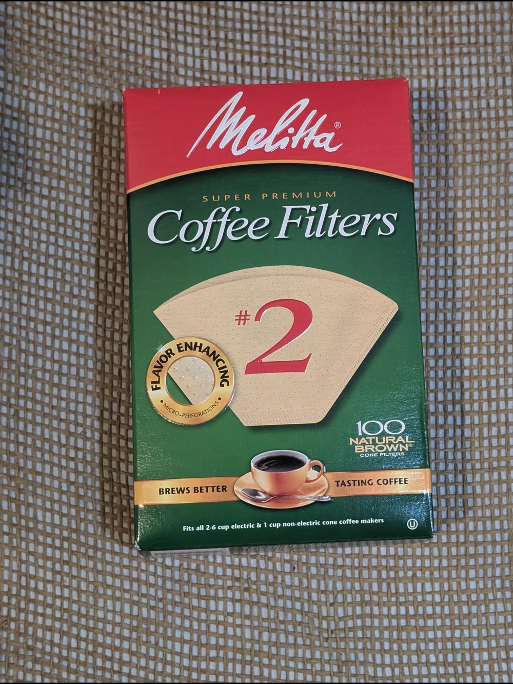 Melitta Natural Brown Cone Coffee Filters Size 2 - 100 Count